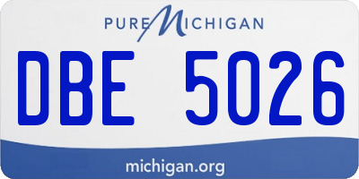 MI license plate DBE5026