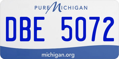MI license plate DBE5072