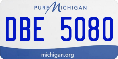 MI license plate DBE5080