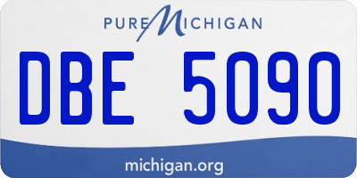 MI license plate DBE5090