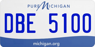 MI license plate DBE5100