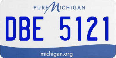 MI license plate DBE5121