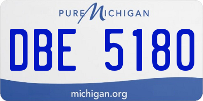 MI license plate DBE5180