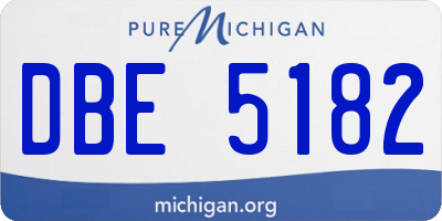 MI license plate DBE5182