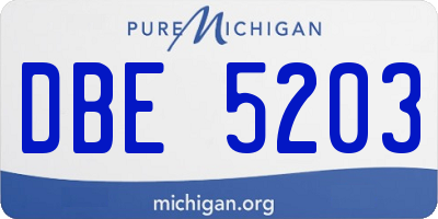 MI license plate DBE5203