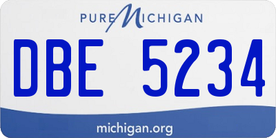 MI license plate DBE5234