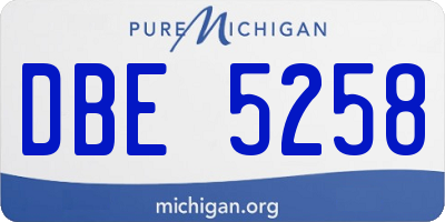 MI license plate DBE5258