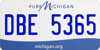 MI license plate DBE5365