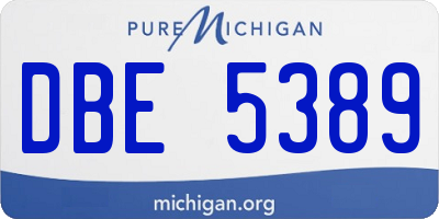 MI license plate DBE5389