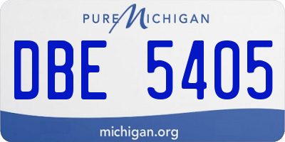 MI license plate DBE5405
