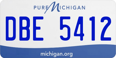 MI license plate DBE5412