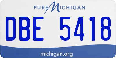 MI license plate DBE5418