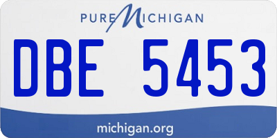 MI license plate DBE5453