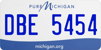 MI license plate DBE5454