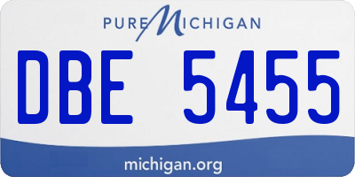 MI license plate DBE5455