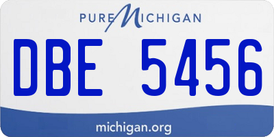 MI license plate DBE5456