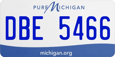 MI license plate DBE5466