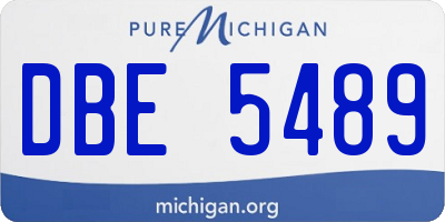 MI license plate DBE5489