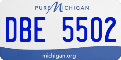 MI license plate DBE5502