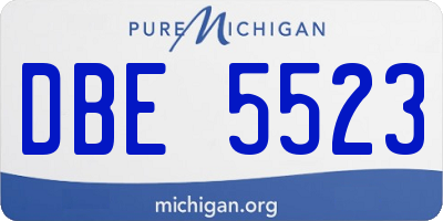 MI license plate DBE5523