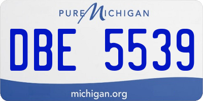 MI license plate DBE5539