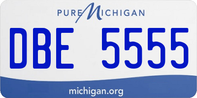 MI license plate DBE5555