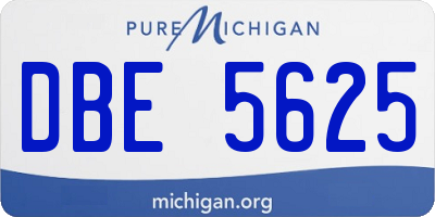 MI license plate DBE5625