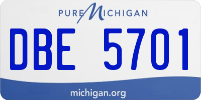 MI license plate DBE5701