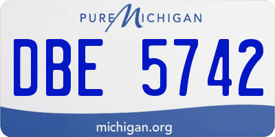 MI license plate DBE5742