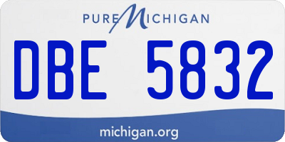 MI license plate DBE5832