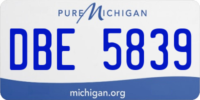 MI license plate DBE5839