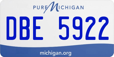 MI license plate DBE5922