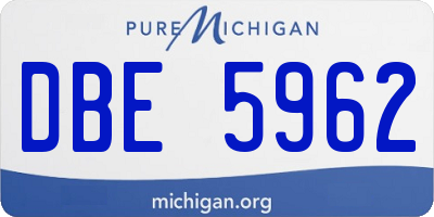 MI license plate DBE5962