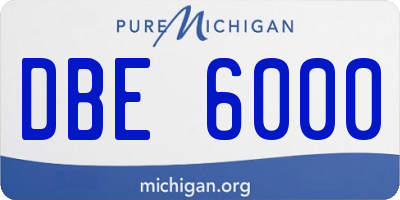 MI license plate DBE6000