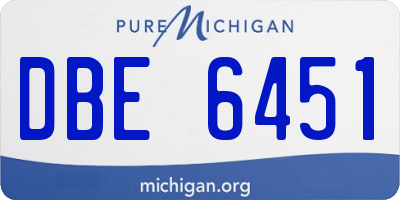 MI license plate DBE6451