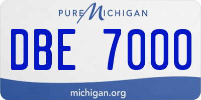 MI license plate DBE7000