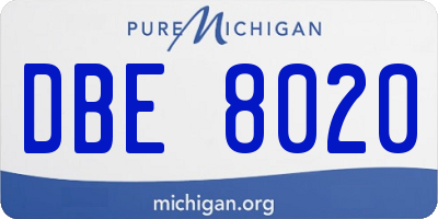 MI license plate DBE8020