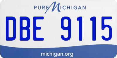 MI license plate DBE9115