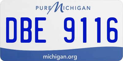 MI license plate DBE9116