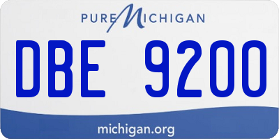 MI license plate DBE9200
