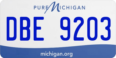 MI license plate DBE9203