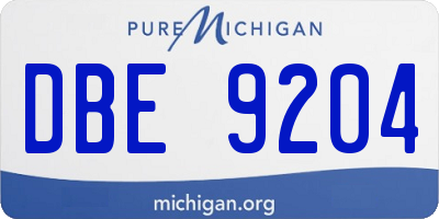 MI license plate DBE9204