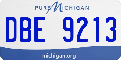 MI license plate DBE9213