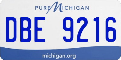 MI license plate DBE9216