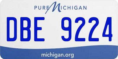 MI license plate DBE9224