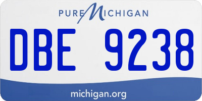 MI license plate DBE9238