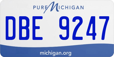 MI license plate DBE9247