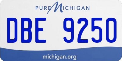 MI license plate DBE9250