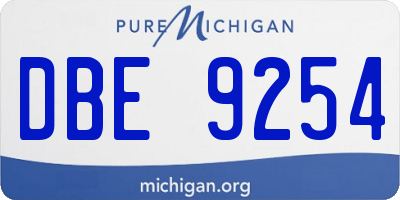 MI license plate DBE9254