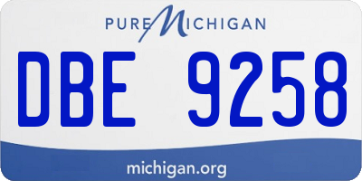 MI license plate DBE9258